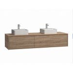 Vente - unique - meuble de salle de bain suspendu coloris naturel clair avec double vasque - l150 cm ...