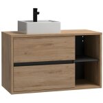 Meuble de salle de bain suspendu vasque carre - coloris naturel - 100 cm - purnal