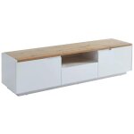 Vente - unique - meuble tv amani - 2 portes & 1 tiroir - mdf - coloris: blanc laqu et chne