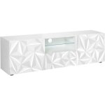 Vente - unique - meuble tv eris - leds - 2 portes & 1 tiroir - blanc laqu