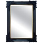 Miroir biseaut en bois d'eucalyptus avec moulures - l. 79 x h. 109 cm - noir - atalaya