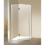 Vente - unique ? paroi de douche d'angle porte battante 90x185 cm ? verre tremp� 10 mm ? receveur inclus ...