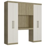 Vente - unique - pont de lit antero ii - 6 portes - avec armoires et rangements - l. 200 cm - ch�ne et ...