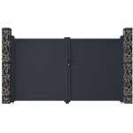 Vente - unique - portail battant aluminium plein l305 x h181 cm anthracite - nazario