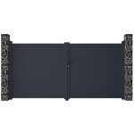Vente - unique - portail battant aluminium plein l355 x h181 cm anthracite - nazario