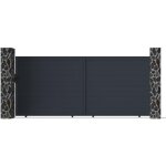 Vente - unique - portail coulissant aluminium plein l416 x h180 cm anthracite - nazario