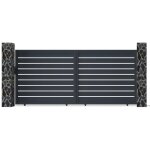 Vente - unique - portail coulissant aluminium semi ajour l416 x h183 cm anthracite - primo