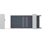 Vente - unique - portail coulissant aluminium semi plein à motifs l416 x h180 cm anthracite gregor Vente - unique - portail coulissant aluminium semi plein à motifs l416 x h180 cm anthracite gregor