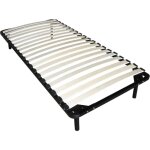 Vente - unique - sommier cadre  lattes 90 x 200 cm - 19 lattes - avec pieds - noir - kalista de ysme ...