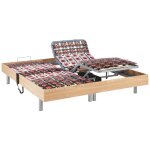 Vente - unique - sommier �lectrique de relaxation d�co 2x65 plots - 2 x 80 x 200 cm - ch�ne naturel - ...