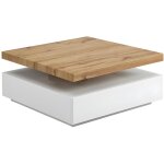Vente - unique - table basse pivotante avec 1 tiroir en mdf - blanc et naturel - kyria