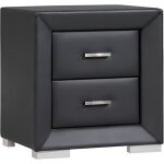 Vente - unique - table de chevet - 2 tiroirs - simili noir - capitole Vente - unique - table de chevet - 2 tiroirs - simili noir - capitole