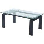 Vente - unique - table � manger extensible 8 � 10 personnes en verre tremp� et m�tal noir - transparent ...