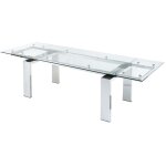 Vente - unique - table  manger extensible 8  10 personnes en verre tremp et mtal - transparent - ...