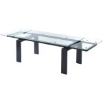 Vente - unique - table  manger extensible 8  10 personnes en verre tremp et mtal noir - transparent ...