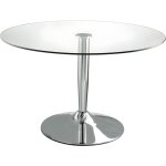 Vente - unique - table à manger ronde nolan - 2 personnes - verre trempé & métal chromé Vente - unique - table à manger ronde nolan - 2 personnes - verre trempé & métal chromé