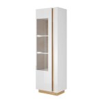 Vente - unique - vitrine murari - 1 porte - avec leds - blanc brillant et chêne Vente - unique - vitrine murari - 1 porte - avec leds - blanc brillant et chêne