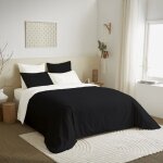 Univers decor - pack complet 6 pices noir / blanc housse de couette pour lit 160 x 200 cm 100% coton ...