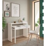 Usinestreet - bureau extensible blanc avec 2 tiroirs karel 99 cm