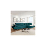 Usinestreet - canap d'angle rio convertible avec coffre en tissu - angle droit, bleu