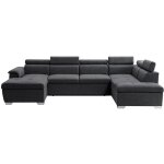 Canapé d'angle panoramique paola convertible en tissu - gris foncé Canapé d'angle panoramique paola convertible en tissu - gris foncé