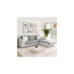 Usinestreet - canap d'angle suzie convertible en simili et microfibre - angle droit, blanc et gris