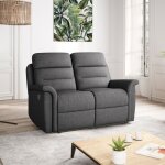 Usinestreet - canap de relaxation 2 places en tissu gris lon - gris fonc