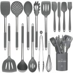 Ustensiles de cuisine en silicone r�sistant � la chaleur avec poign�es en acier inoxydable pour la cuisson ...