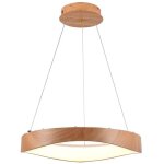 Lustre led suspendu v - tac 25 w, design moderne, circulaire, bois, d500 x h1400 mm, blanc chaud