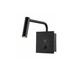 V - tac pro vt - 2943 applique murale led hotel side 3w cob cree noir corps 3000k bouton on / off + port ...