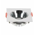 Support de spot encastr� led carr� v - tac gu10 corps blanc r�flecteur chrom�
