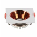 V - tac - support de spot encastr� led carr� gu10, corps blanc, r�flecteur or rose