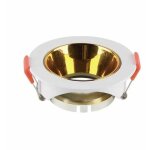 Support de spot encastr� led rond v - tac gu10 corps blanc r�flecteur dor�