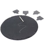 Assiette ronde en ardoise avec 4 assiettes dessin�es cm�30h0, 5