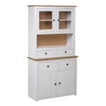 Vaisselier 4 portes 4 tiroirs pin massif blanc iris