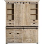 Vaisselier en bois recycl blanchi et mtal alix
