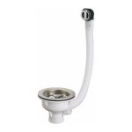 Bonde  panier avec grille inox pour vier pais d90 avec trop plein valentin 00 408500 000 00