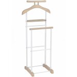 Idimex - valet medina, double portant en m�tal blanc et d�cor ch�ne sonoma