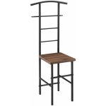 Valet de chambre nuit porte vêtements avec cintre et porte pantalons métal mdf 107 cm noir marron Valet de chambre nuit porte vêtements avec cintre et porte pantalons métal mdf 107 cm noir marron