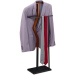 Valet, pour costume & pantalon, m�lange bois - m�tal, chambre � coucher, portant, 113x46, 5x34 cm, marron ...