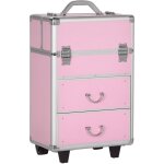 Valise trolley maquillage mallette cosm�tique vanity poign�e t�lescopique r�glable 36l x 23l x 58h cm ...