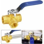 Vanne � 3 voies dn15, vanne bille laiton 1 / 2 , trois voies en laiton adaptateur valve connecteur � ...