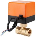 Vanne � bille motoris�e en laiton - 2 voies, 3 fils, dn15, 220v ac, filetage 1, 6 mpa