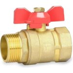 Vanne � boisseau sph�rique laiton 1 pouce avec poign�e papillon rouge - m�le / femelle passage int�gral ...