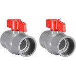 Vanne � boisseau sph�rique pvc 50mmcolle adh�sivepoign�e en t pour contr�le d�bitlot de 2 pi�ces
