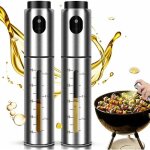 Vaporisateur d'huile inox 100 ml ? lot de 2 avec doseurs int�gr�s pour cuisine, salade et p�tisserie