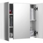 Vasagle - armoire murale salle de bain, placard avec miroir, meuble de rangement 3 portes, 60 x 15 x ...