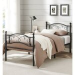 Vasagle - lit 90 x 190 cm, 1 personne en mtal, cadre de lit 1 place, lit d'invit, pour adulte, adolescent, ...