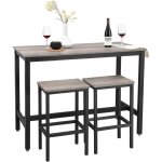 Vasagle lot table et chaises de bar, table haute avec 2 tabourets de style industriel, pour cuisine, ...