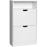 Vasagle - meuble  chaussures 2 abattants, tagre  chaussures  3 niveaux, avec 1 compartiment ouvert, ...